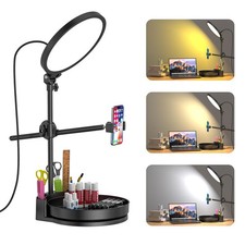 Zoom Lighting for Computer, Desk Ring Light with Stand,55W Dimmable Full Scre...
