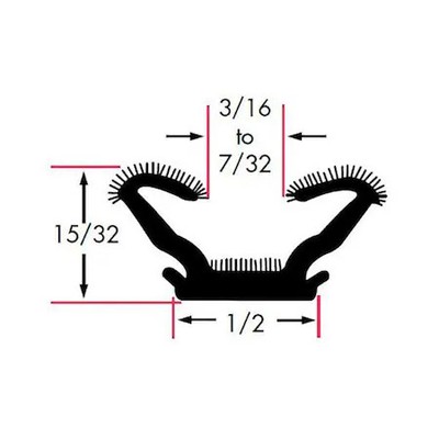 Fairchild 0452-8 Edge Trim, Epdm, 8 Ft Length, 1/2 In Overall Width, Style:
