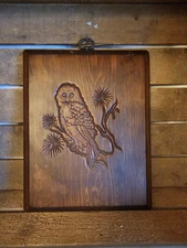 Vintage Wood Wooden Carved Owl wall art