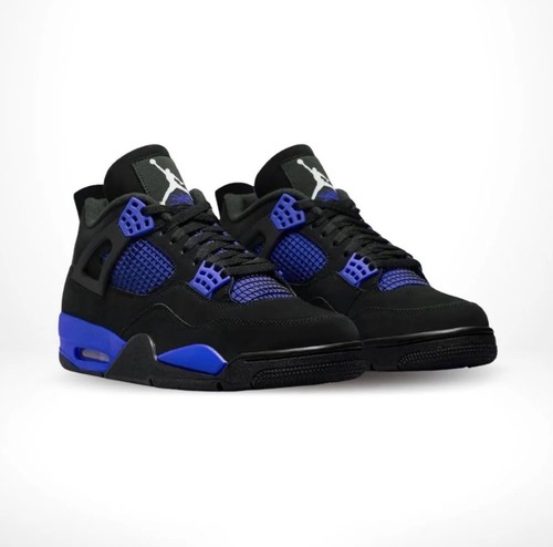 Jordan Air Jordan 4 Black Blue Men's Mid Top Basketball Sneakers Retro - Picture 2 of 2