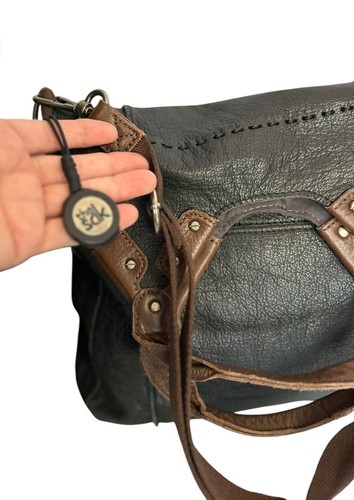 Borsa a tracolla The Sak Foldover in pelle nera di ciottoli nuova boho - Foto 8 di 10