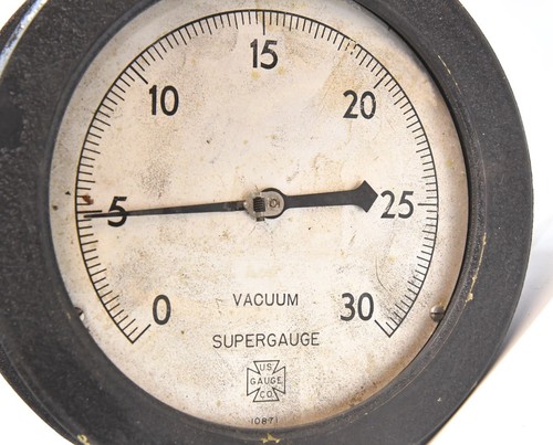 LARGE VINTAGE INDUSTRIAL US GAUGE VACUUM SUPER GAUGE NO GLASS - Picture 4 of 9