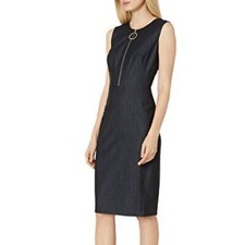 NWT Calvin Klein Dark Gray Charcoal Sleeveless Sheath Knee Length Dress Size 2