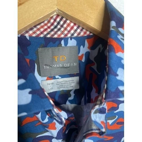 Camisa TD Thomas Dean Manga Larga Abotonada Azul Multi Camuflaje Niños Grande (14/16) Foto 3 de 4