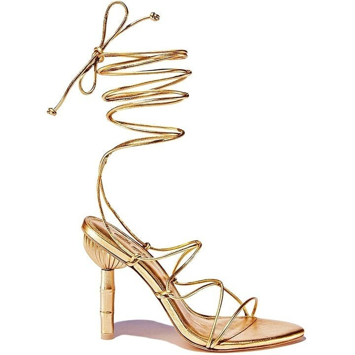 Cult Gaia Women's Soleil Lace Up High Heel Sandals Gold Size