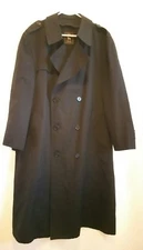 Hart Schaffner & Marx Black Trench Coat Overcoat Made In USA 44R