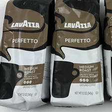 (2) Lavazza Perfetto Ground Coffee Blend, Medium, 100% Arabica, 12oz