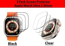 For Apple Watch Ultra 2 49mm Tempered Glass Screen Protector Clear Black Cover