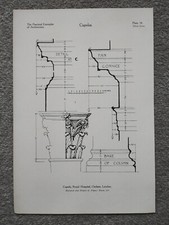 Cornice Detail - Cupola at  Royal Hospital, Chelsea - Antique Print - 1928
