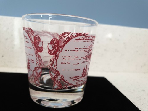 3 Antique Vintage MEMORY LANE Highball Whiskey Glass Mug Juice 3.5" Transferware - Picture 4 of 12