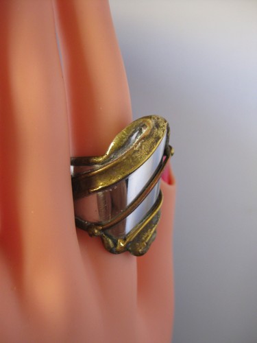 Vintage hand made silver tone brass ring - Picture 3 of 6
