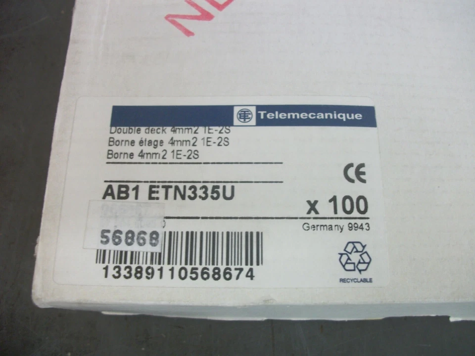 TELEMECANIQUE BOX OF 100 4mm2 1E-2S DOUBLE DECK TERMINAL BLOCKS AB1ETN335U NIB - Image 3 of 3