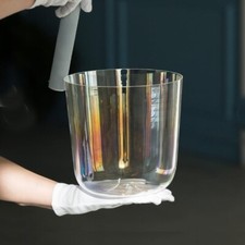 6 inch Clear Cosmic Light Crystal Singing Bowl Quartz Sound Bowl Sound Healing