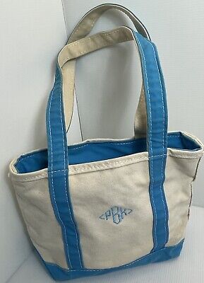 Vintage LL BEAN Boat and Tote canvas bag Turquoise Blue Trim Vintage LL BEAN Boat and Tote canvas bag Turquoise Blue Trim