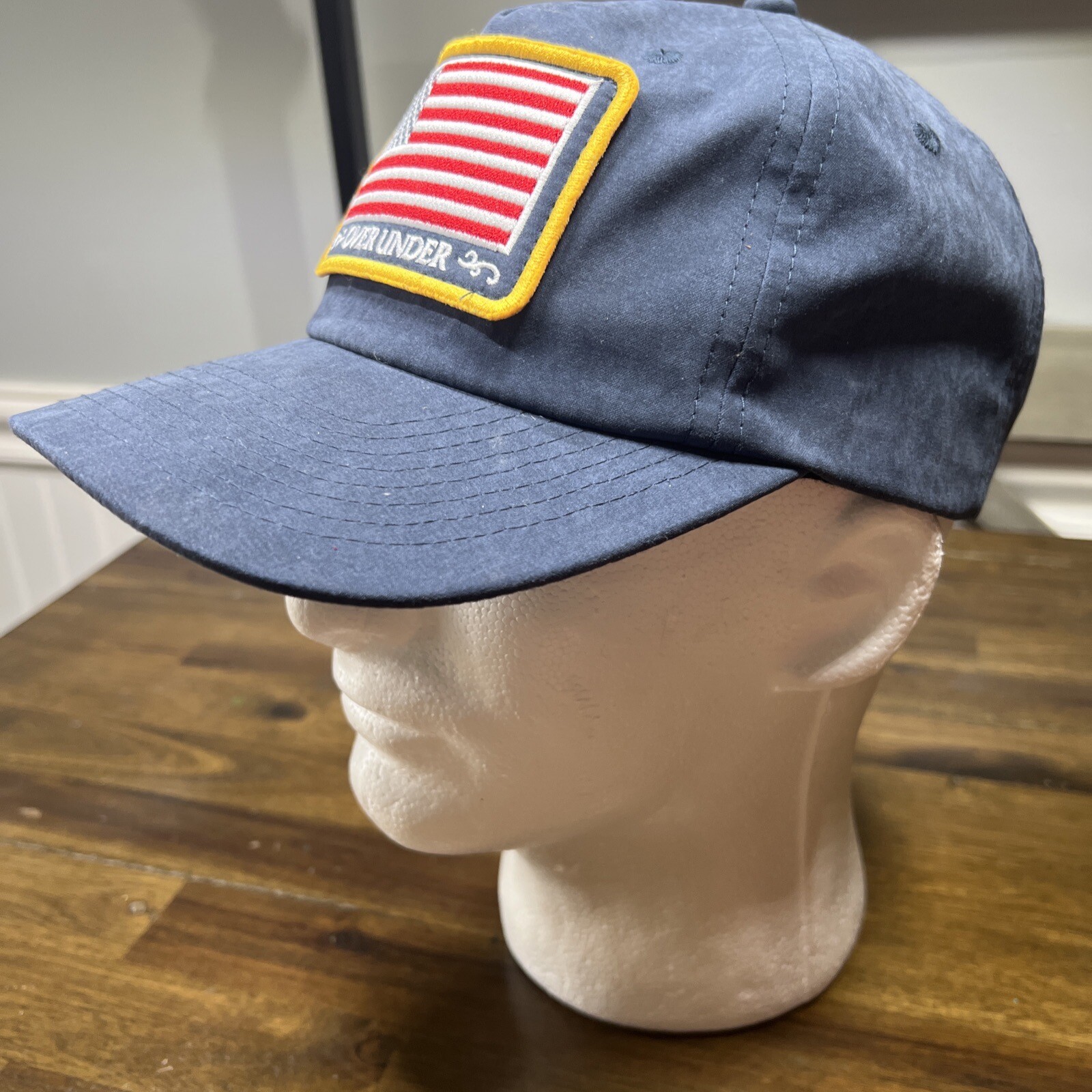 Over Under Flag Patch Hat Snap Back Big Patch Navy - image 3