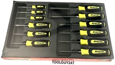 SNAP ON TOOLS SGDXW120B 12Pc Hi-Viz Yellow Soft Grip Combo Screwdriver Set NEW+