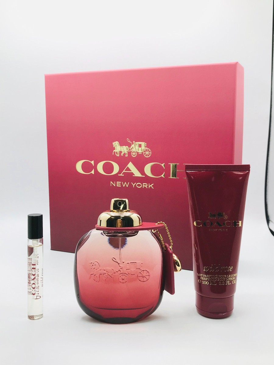 Coach Wild Rose 3pc Set Women Parfum Spray oz Travel Spray