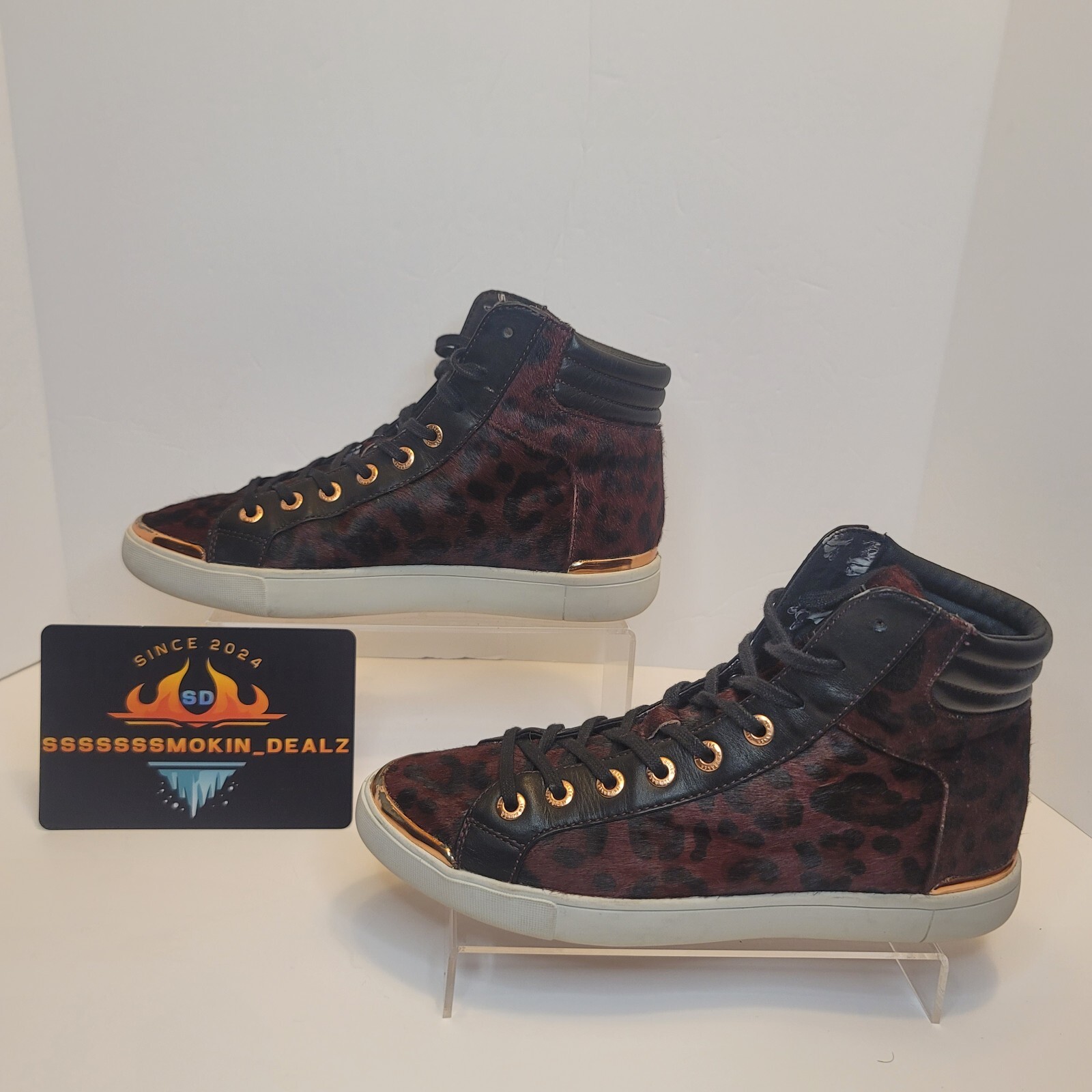 PONY Sneakers alte Ted Baker donna capelli di cavallo stampa animalier taglia 9