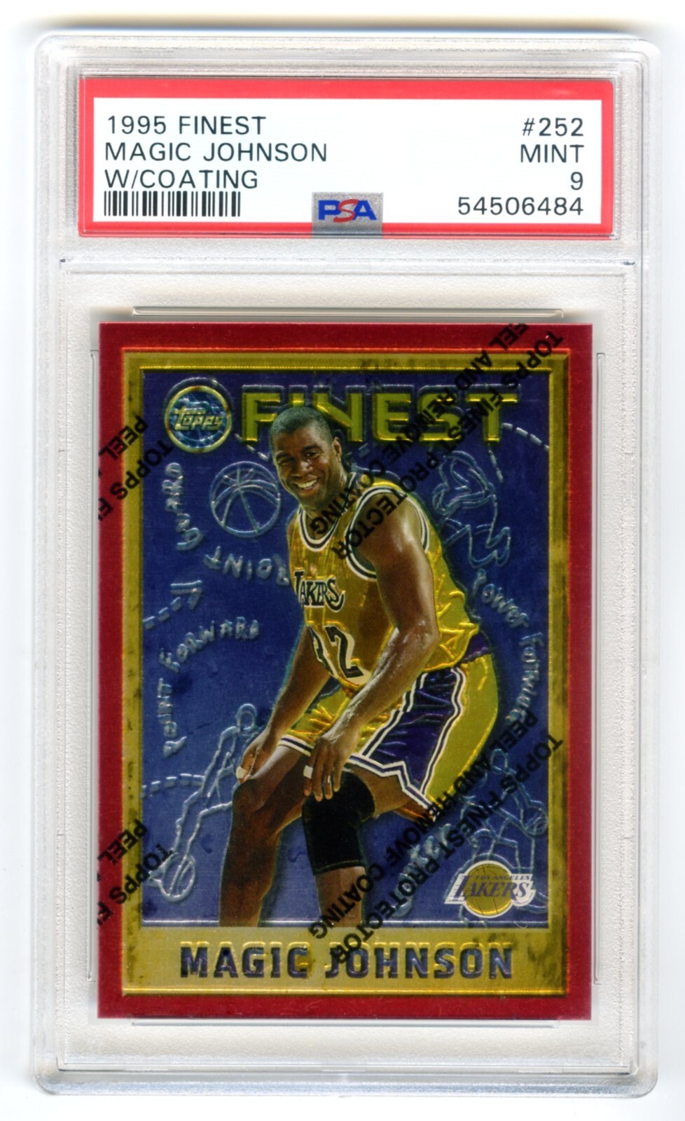 MAGIC JOHNSON~1995 TOPPS FINEST with COATING PSA-9 MINT NBA CARD #252 (NEW CASE)