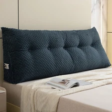 Cozy Velvet Headboard Wedge Pillow Bed Bolster Cushion Reading Pillow with Cover
