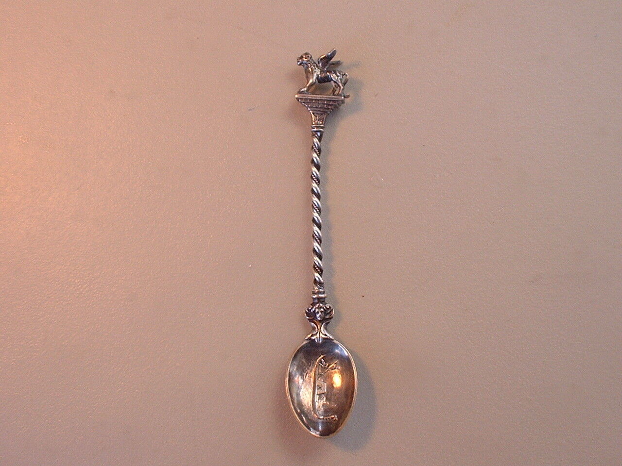 Antique 19ThC Italian Souvenir Spoon Dated 1895 with Winged Lion