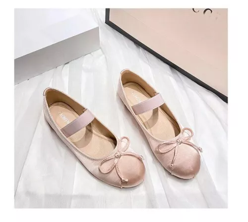 Satin-Ballerinas Ballerinas Damen Fliege flache Mary Jane Halbschuhe Schuhe - Bild 33 von 45