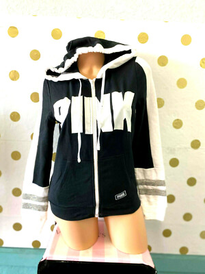 ARCHIVIO フルジップジャケット ブラック/ホワイト/ピンク Victoria's Secret Pink Colorblock Full Zip Hoodie Black & White