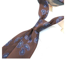New Classic Paisley Brown Blue JACQUARD WOVEN 100 Silk Men's Necktie Tie