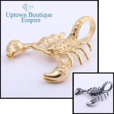  Vintage Scorpio Zodiac Scorpion Men's Stainless Steel Gold Plated Pendant*ACD