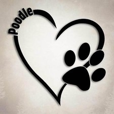 Poodle Dog Love Decal Paw Heart Sticker Car Laptop Puppy Animal Rescue