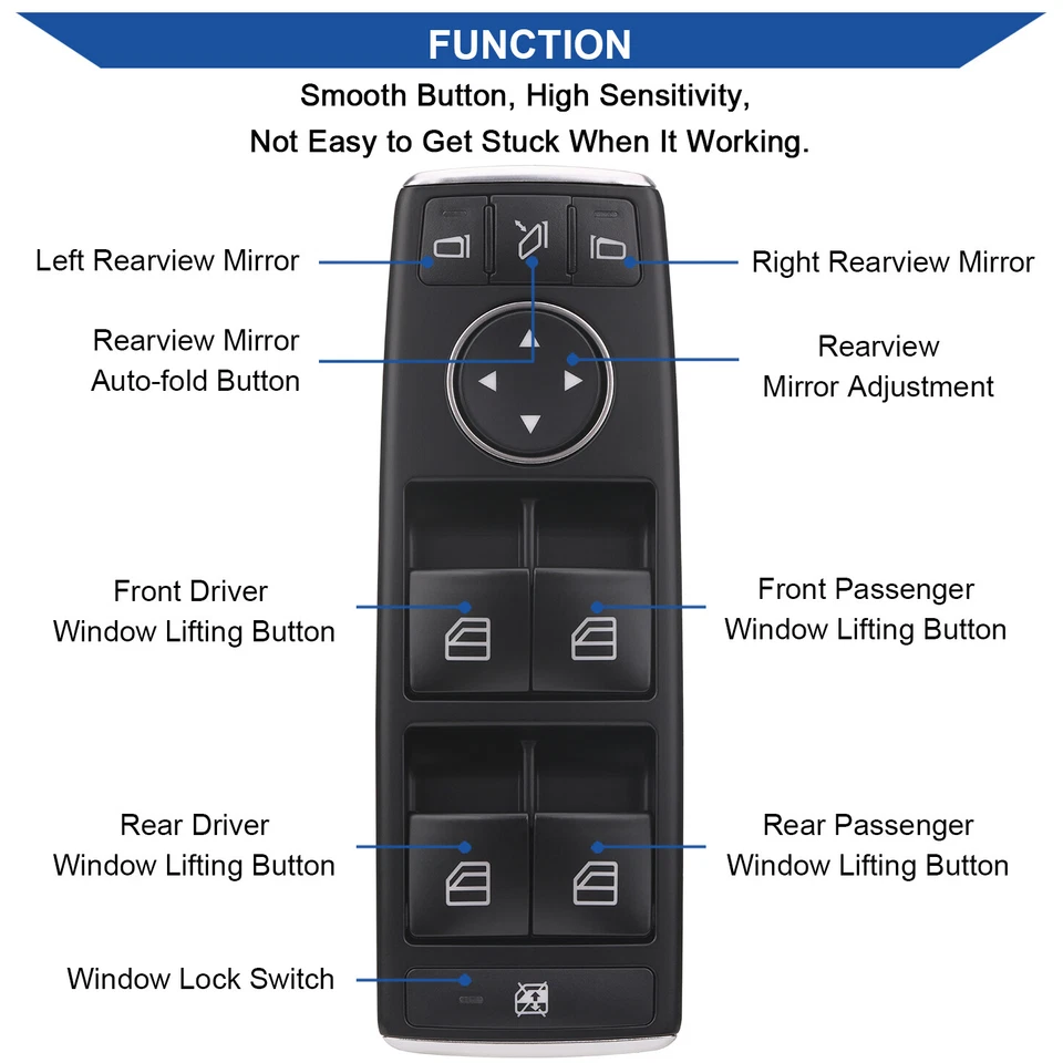 Window Switch Controller for 2008-2014 Mercedes Benz C230 C250 C300 C350 C63 AMG Foto 2 de 4