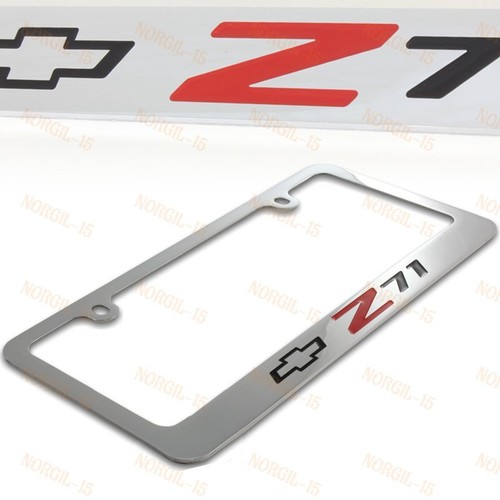 Chevrolet CAMARO Z71 Stainless Steel License Plate Frame w/ Cap-2PC Front & Back - Picture 7 of 8