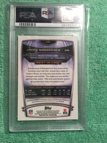 2014 BOWMAN CROMO CALCIO BOLLE RIFRATTORE JIMMY GAROPPOLO PSA 9/99 RC - Foto 7 di 7
