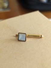 Vintage SWANK Mother of Pearl Goldtone Square Dress Stud Tuxedo Shirt Button 1