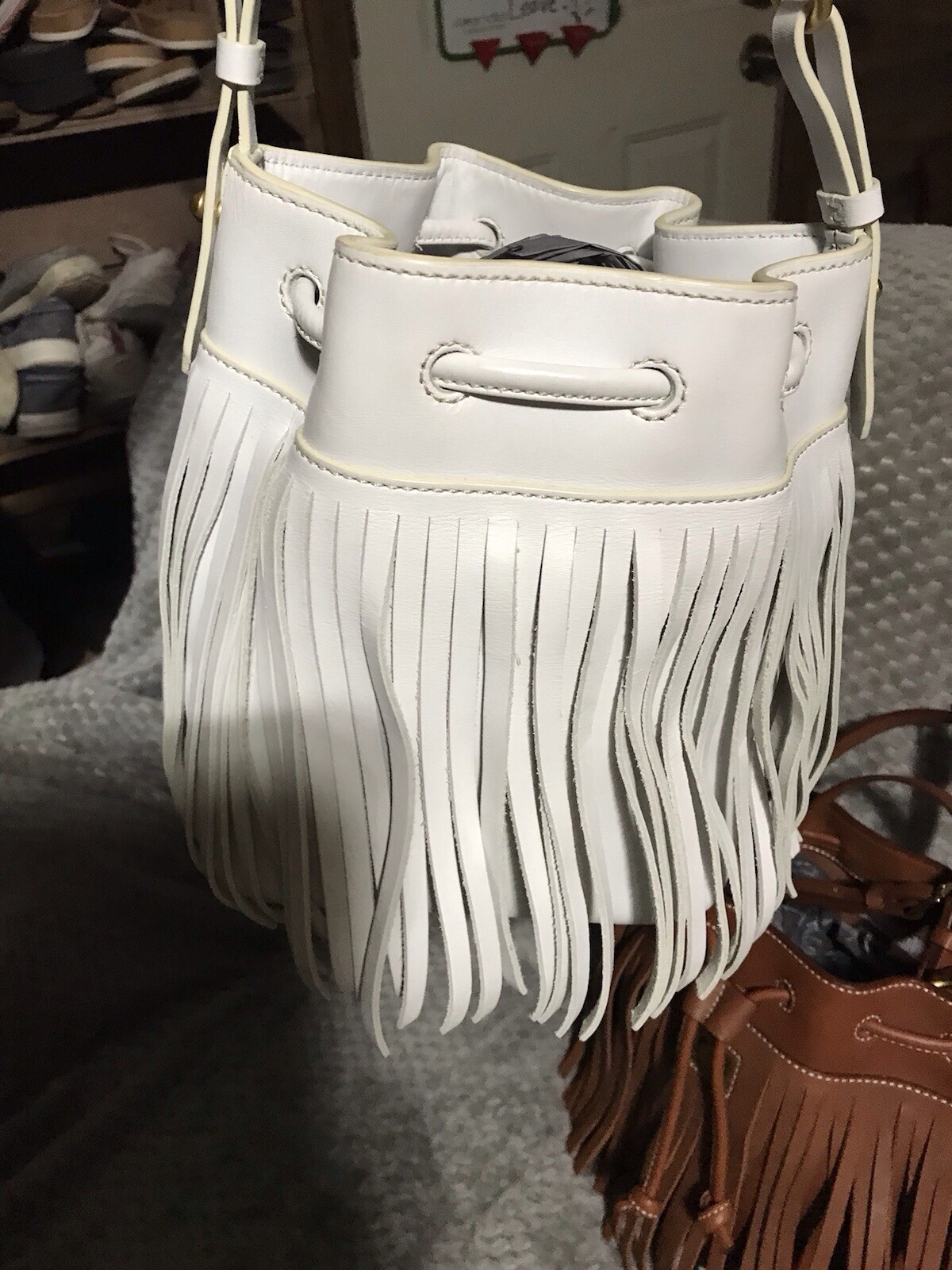 EUC Dooney & Bourke Christa Drawstring, Color Whi… - image 3