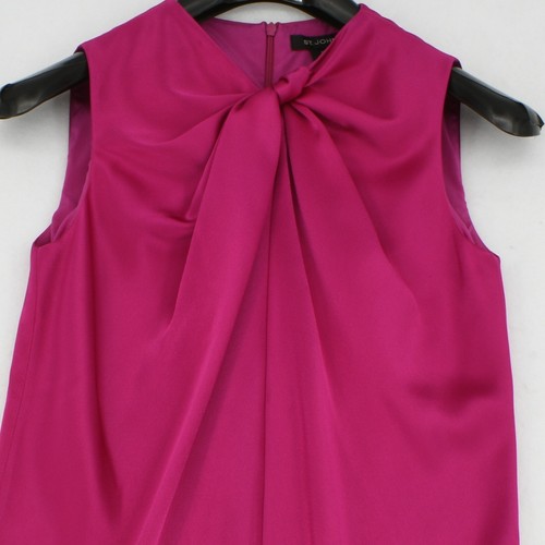 St. John Top XP Petite Womens Pink Liquid Satin Twisted Neck Sleeveless Blouse - Picture 4 of 8