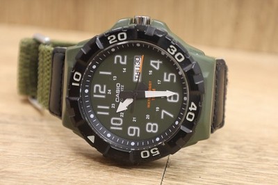 Casio MRW-210H Men's Quartz Analog Sport Watch Day Date Green Black Band New Bat