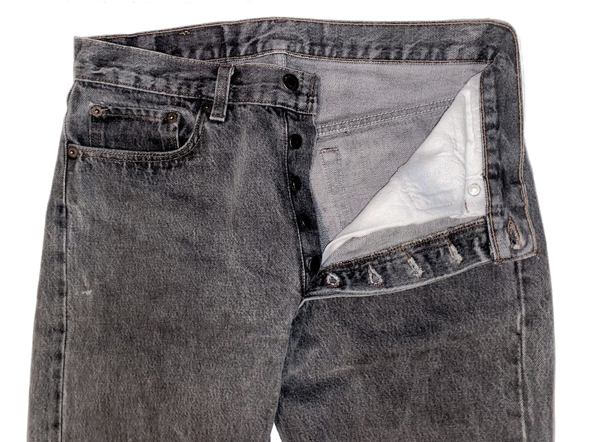 VINTAGE 1990s LEVI'S 501 CLASSIC BLACK GRAY DENIM JEANS W32 L36