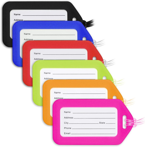 Mifflin-USA Luggage Tags (Assorted, 6 PK), Bag Tag for 6, 6 Pack - Assorted - Picture 1 of 6