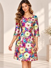 NWOT - Oscar de la Renta 2016 Multicolor Floral Silk A-Line Dress Size 6