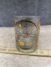 Nieman Marcus highball Gold World Globe Atlas Map Glass Tumbler