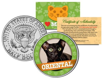 ORIENTAL Cat JFK Kennedy Half Dollar US Colorized Coin