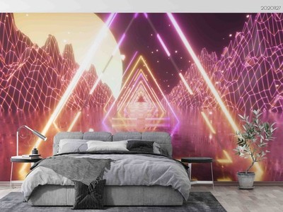 3D Virtual Network Neon Lights Wall Murals Wallpaper Murals Wall Sticker