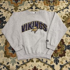 Vintage Puma Minnesota Vikings Crewneck Sweatshirt Grey Women's Size L NFL Y2K