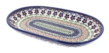 Blue Rose Polish Pottery Aztec Flower Medium Oval Dish