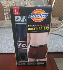 Dickies Premium Cotton Boxer Briefs Mens Size: Large/ Black 4-Pack / Flex / New