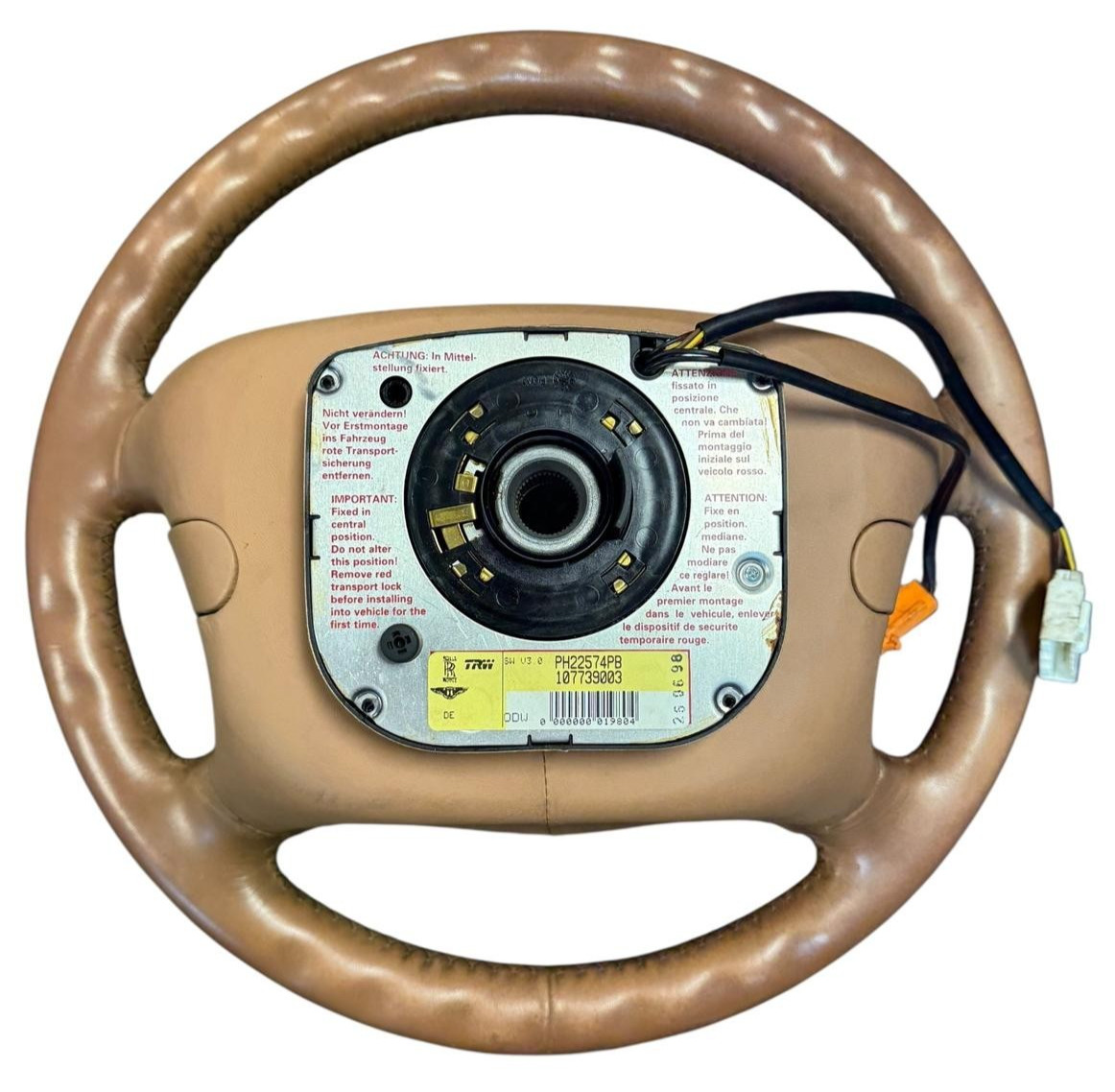 1999 ROLLS ROYCE SILVER SERAPH STEERING WHEEL BROWN LEATHER OEM