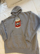 Universal Studios The Simpsons Duff Beer Can Gray Hoodie Opener/Koozie Size XL