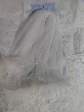 Fetti White Feather Trim Bridal Veil Bachelorette Party Hairpiece Comb