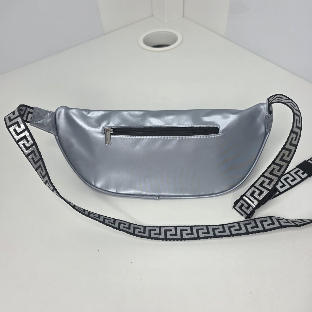 Versace Fragrances-Metallic Belt Bag/FannyPack Greek Key, Brand New-Y2K Festival New Versace Fragrances Metallic Silver with a | Mercari main image 2